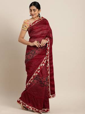Golden plain lycra saree with blouse 1