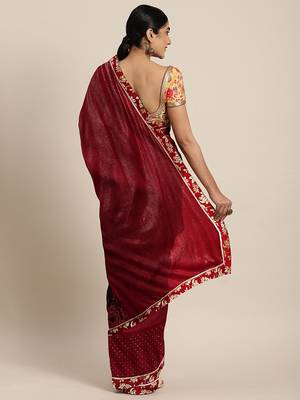 Golden plain lycra saree with blouse 2
