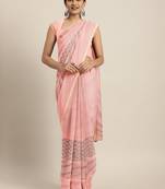 Peach plain lycra saree with blouse
