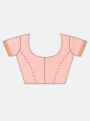Peach plain lycra saree with blouse 4