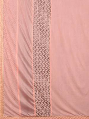 Peach plain lycra saree with blouse 5
