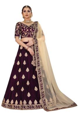 Maroon hand embroidery



 velvet semi stitched lehenga 1