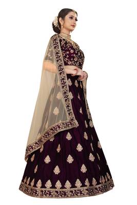 Maroon hand embroidery



 velvet semi stitched lehenga 2