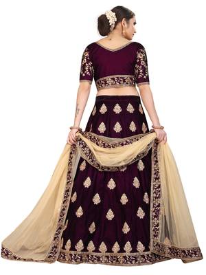 Maroon hand embroidery



 velvet semi stitched lehenga 3