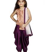 Kids Cotton Silk Brown Top And Purple Patiala Salwar Suit For Girls 