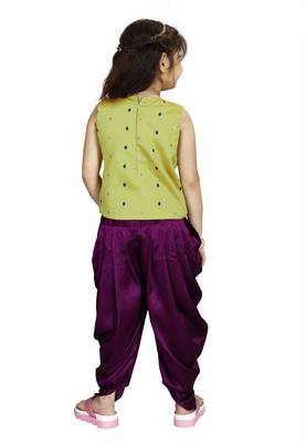 Kids Musterd Top And Purple Patiala Salwar Suit Dress For Girls  4