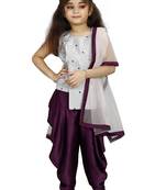 Kids Silver Top And Purple Patiala Salwar Suit Dress For Girls