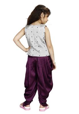 Kids Silver Top And Purple Patiala Salwar Suit Dress For Girls 4