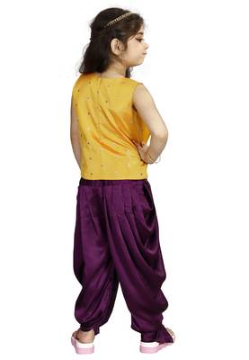 Kids Yellow Top And Purple Patiala Salwar Suit Dress For Girls  4