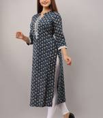Blue printed cotton ethnic-kurtis