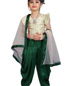 Kids White Blouse And Green Patiala Salwar Suit Dress For Girls 