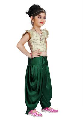 Kids White Blouse And Green Patiala Salwar Suit Dress For Girls  4