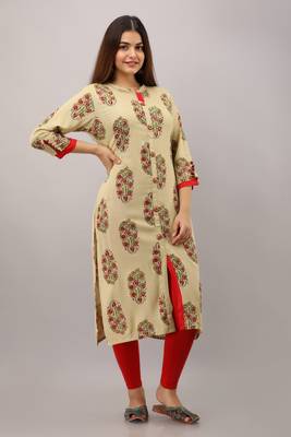Green printed rayon ethnic-kurtis 1