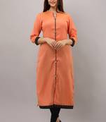 Orange plain cotton ethnic-kurtis
