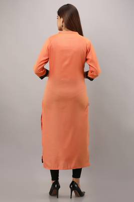 Orange plain cotton ethnic-kurtis 2