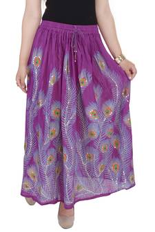 Purple embroidered cotton skirts