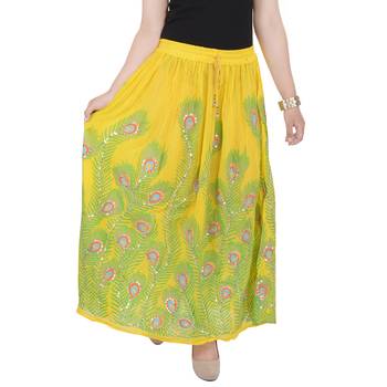 Yellow embroidered cotton skirts 1
