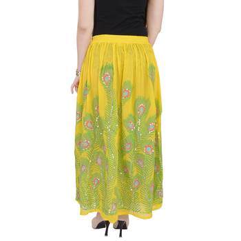 Yellow embroidered cotton skirts 2