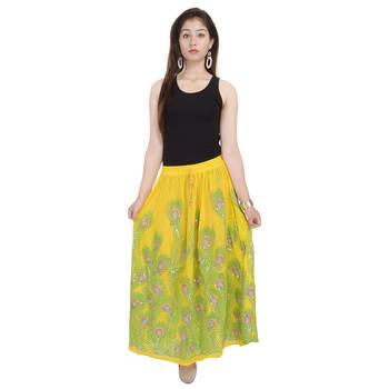 Yellow embroidered cotton skirts 3