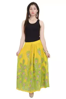 Yellow embroidered cotton skirts