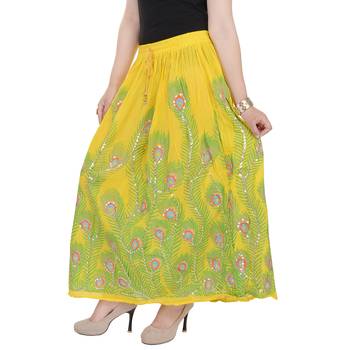 Yellow embroidered cotton skirts 4