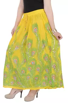 Yellow embroidered cotton skirts