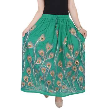 Green embroidered cotton skirts 1