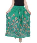 Green embroidered cotton skirts