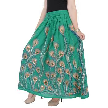 Green embroidered cotton skirts 4