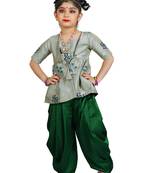 Kids Sea Green Top And Green Salwar Suit Dress For Girls