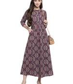 Indibelle Grey printed cotton long-dresses