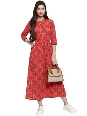 Multicolor printed cotton long-dresses 2
