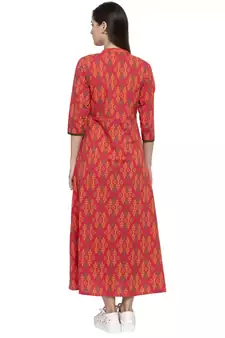 Multicolor printed cotton long-dresses