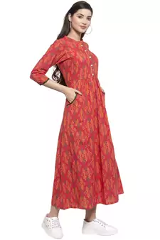 Multicolor printed cotton long-dresses