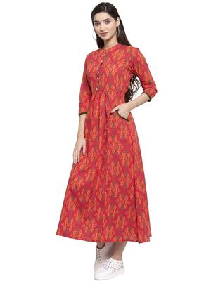 Multicolor printed cotton long-dresses 5