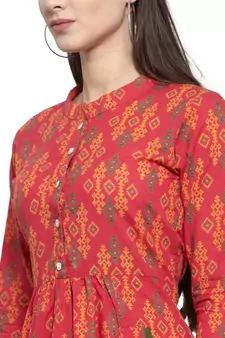 Multicolor printed cotton long-dresses