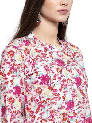 Pink printed cotton long-dresses 5
