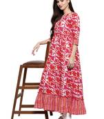 Red printed cotton long-dresses