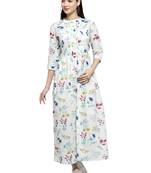 Indibelle Green printed cotton long-dresses