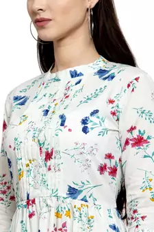 Green printed cotton long-dresses