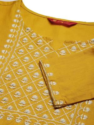 Mustard embroidered cotton ethnic-kurtis 2