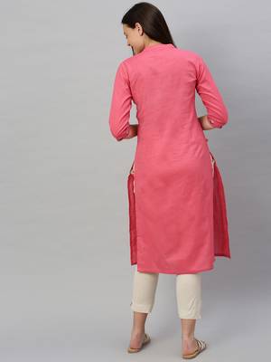 Coral embroidered cotton ethnic-kurtis 3