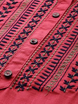 Pink embroidered viscose rayon ethnic-kurtis 2