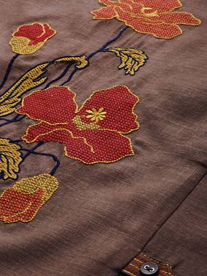 Grey embroidered cotton ethnic-kurtis 2