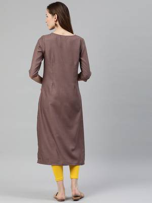 Grey embroidered cotton ethnic-kurtis 3