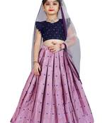 Kids Cotton Silk Blue Blouse And Pink Lehenga Choli Set 