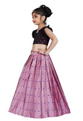 Kids Maroon Blouse And Pink Lehenga Choli Set For Girls  2