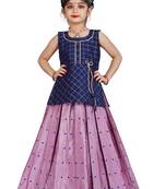 Kids Blue Top And Pink Lehenga Choli Set For Girls 