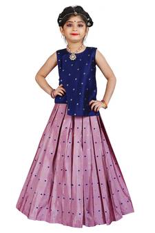 Kids Blue Top And Pink Lehenga Choli Set 