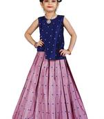 Kids Blue Top And Pink Lehenga Choli Set 